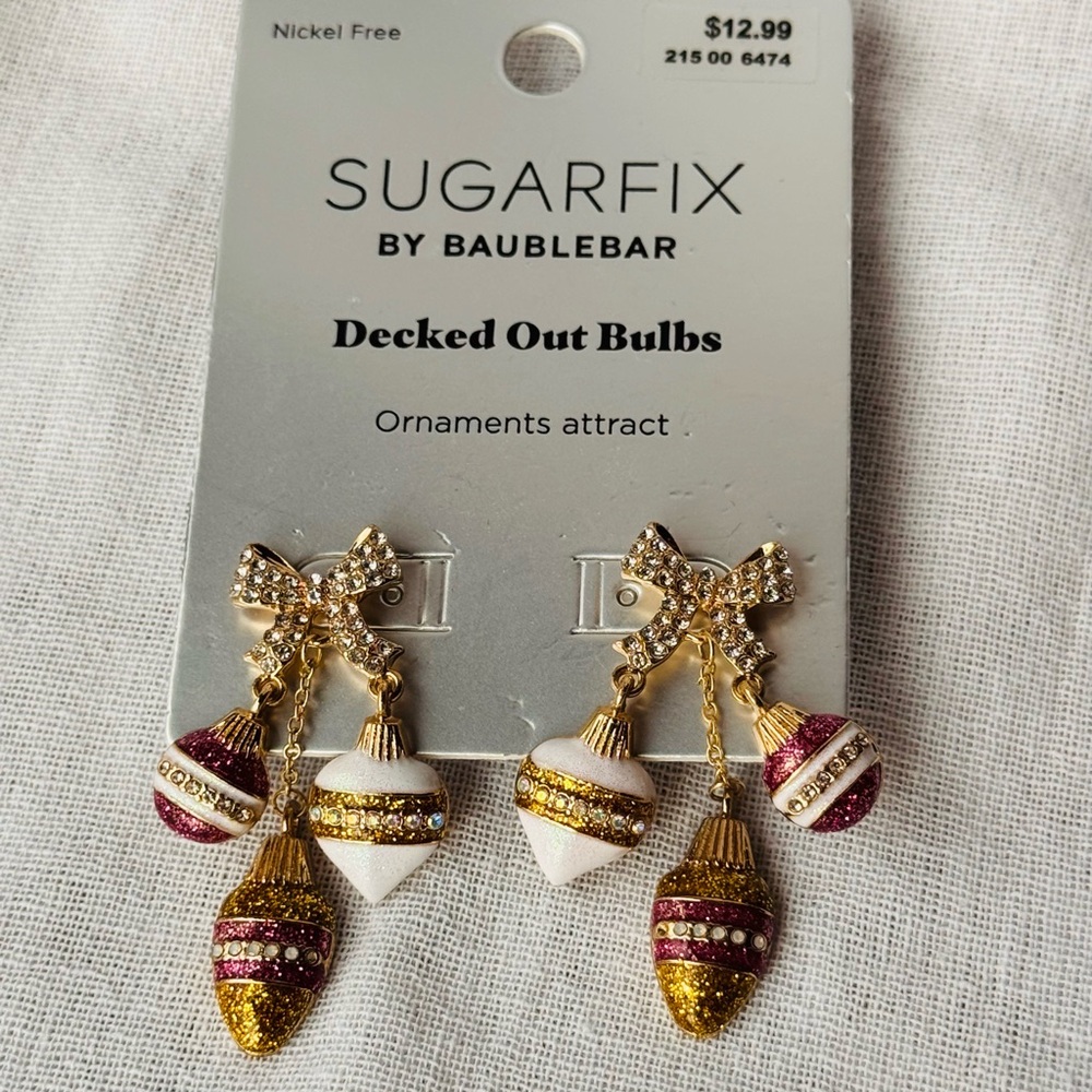 SUGARFIX Gold & Pink Decked Out Bulbs Earrings